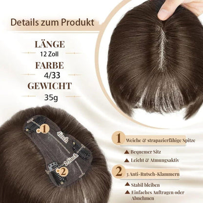 💥Zeitlich begrenzter Sonderverkauf 50 % Rabatt💥 Natürliche Haarteile mit Pony für Frauen (100 % echtes Naturhaar)