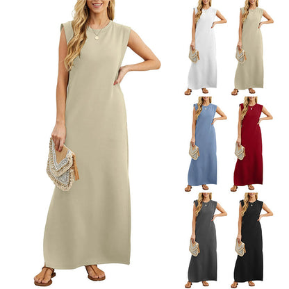 🔥Heißer Verkauf🔥Lose geteiltes knitterfreies langes Kleid für Frauen