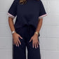 Seitliche Streifen Kurzarm-T-Shirt & Weite Jogginghosen Set