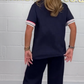 Seitliche Streifen Kurzarm-T-Shirt & Weite Jogginghosen Set