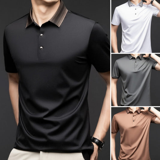 Herren T-Shirt mit kurzen Ärmeln und Hemdkragen im Business-Casual-Stil