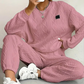 Lässiger langärmeliger Strickpullover und Hose im 2er-Set