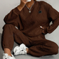Lässiger langärmeliger Strickpullover und Hose im 2er-Set